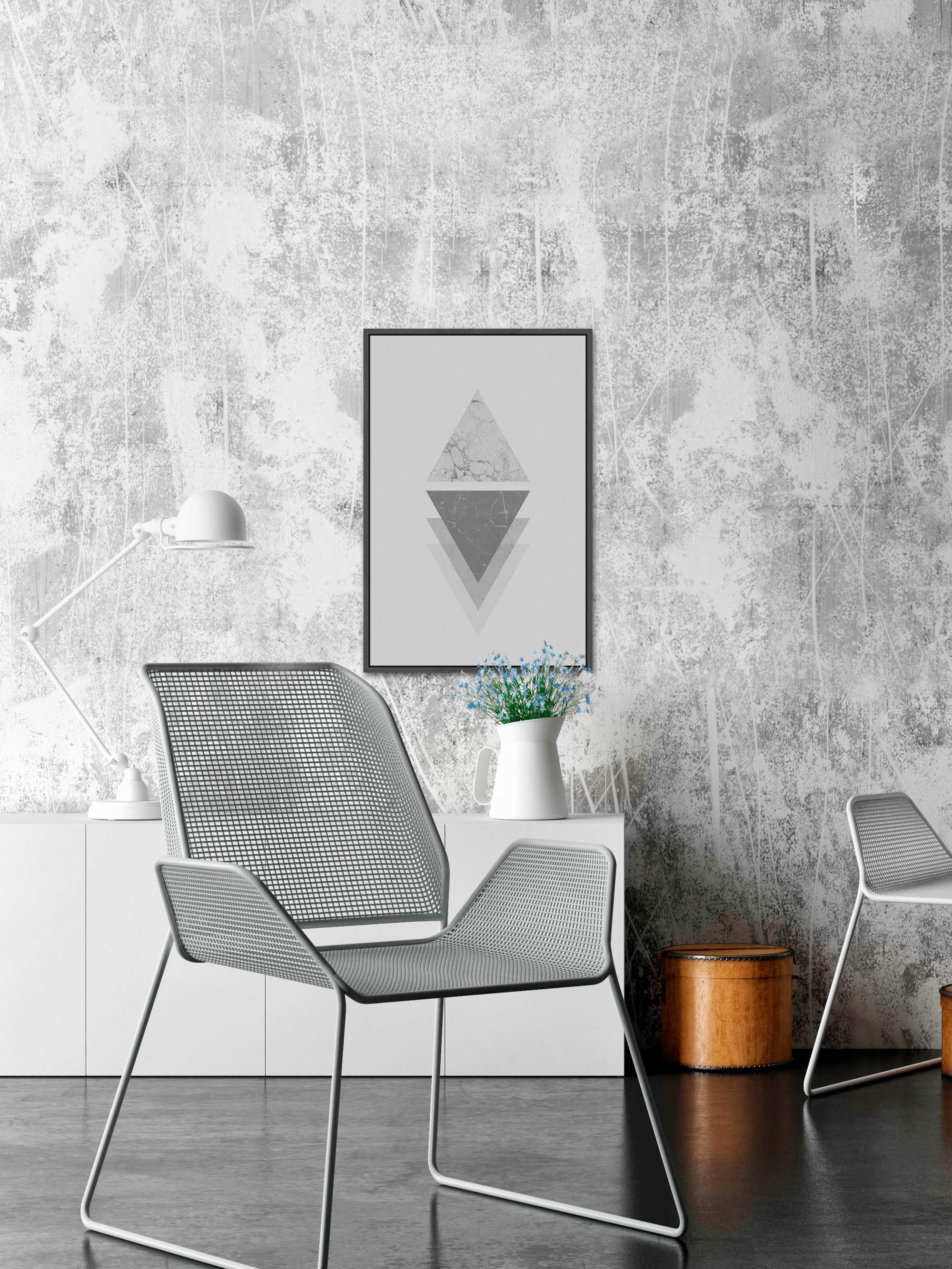 Marble Triangle Ombre Floater Framed Painting Print on Canvas
