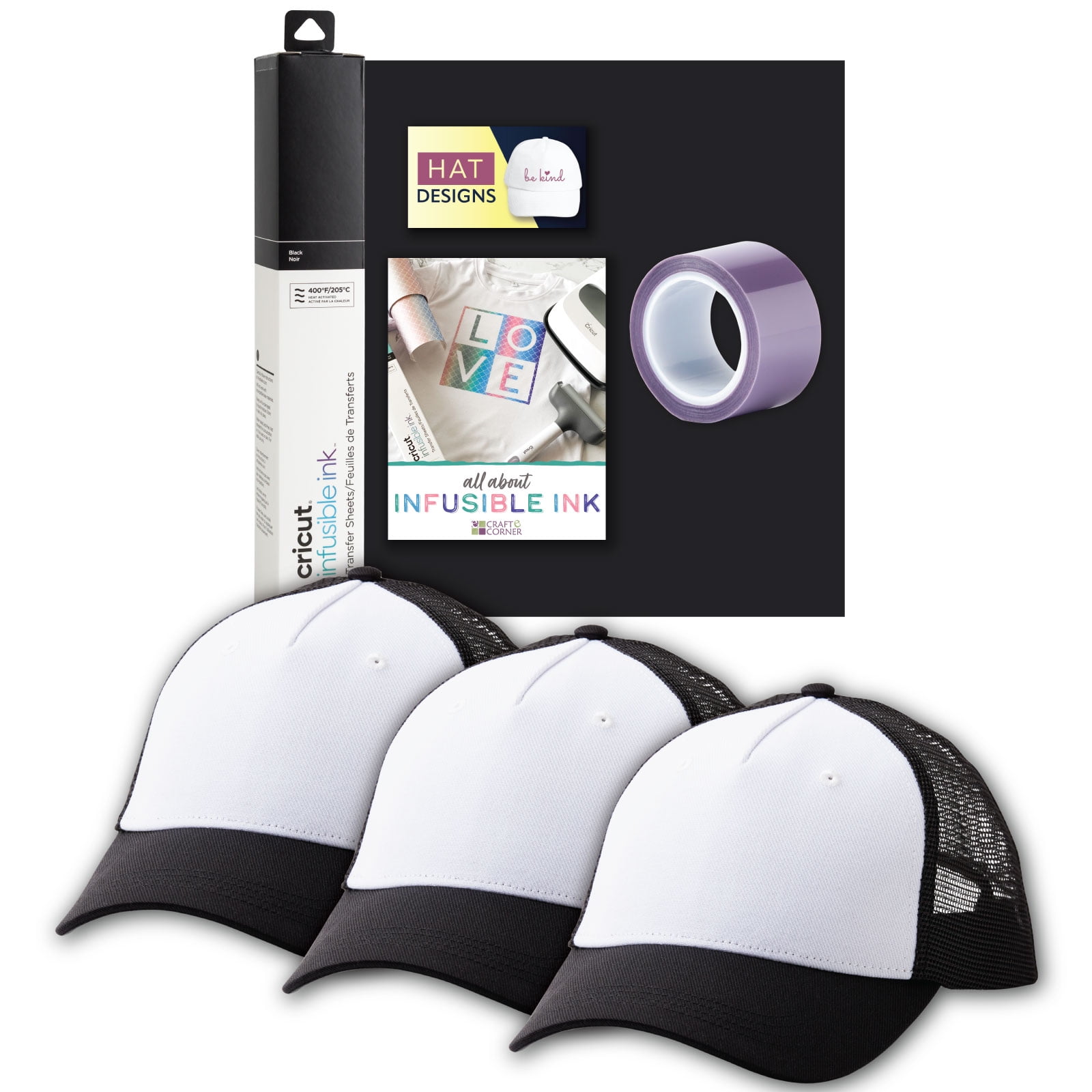 Buy Cricut Trucker Hat Blanks with Cricut Black Infusible Ink Bundle