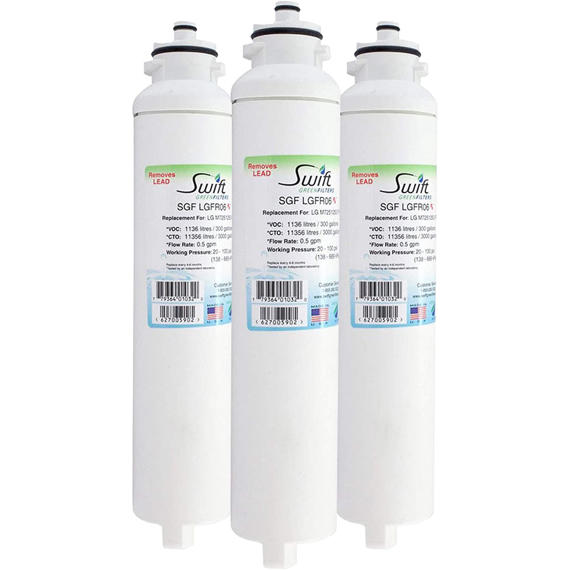 Swift Green Filters LG-M7251253 FR-06 Compatible Refrigerator Water Swift Greem Filters, SGF-LGFR06 Rx, 1pack, 3 Piece