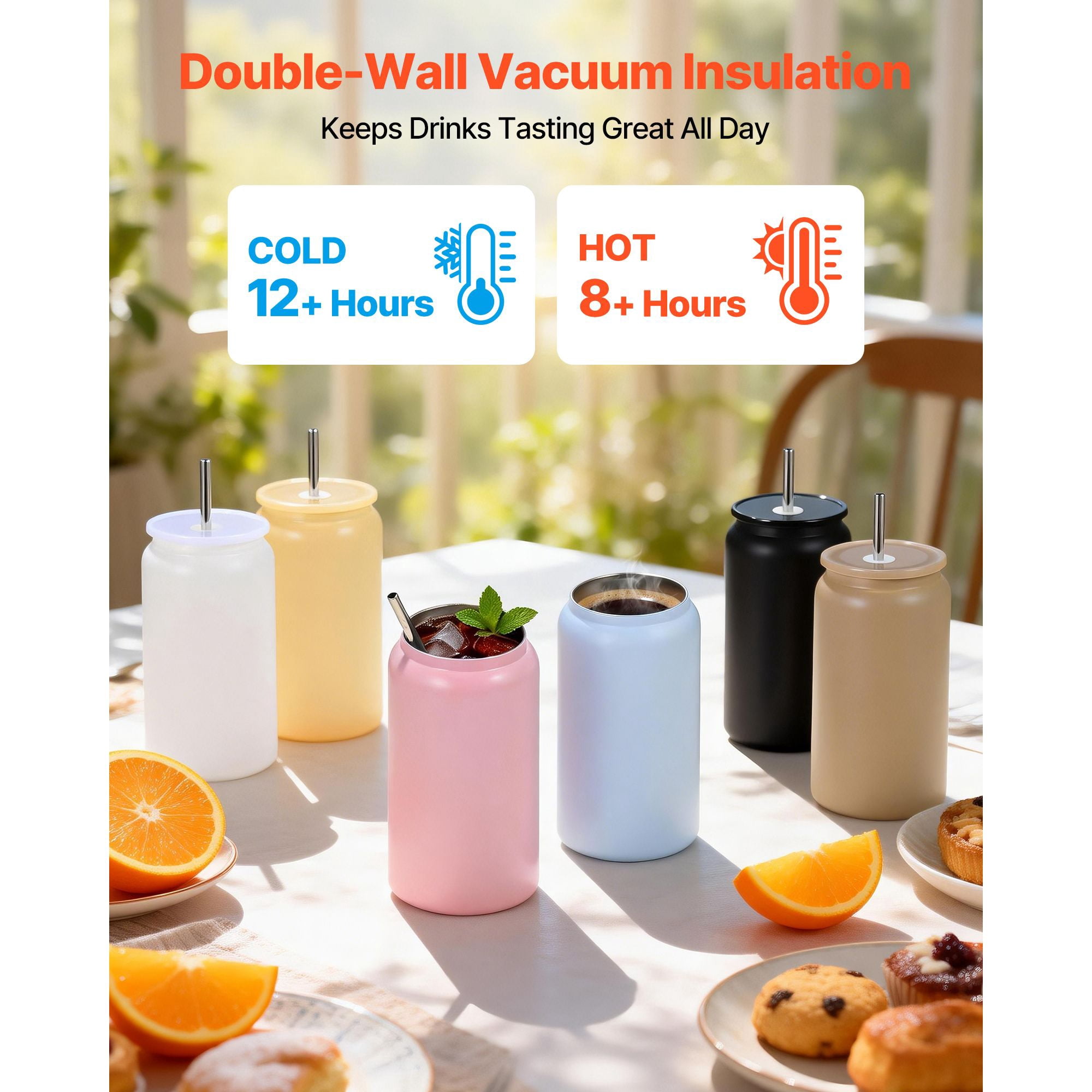 Sublimation Tumbler Bulk 6-Pack, 304 Stainless Steel, 12oz, Auto-Spray Coating, with Lids Straws, for DIY Personalized Cups