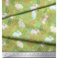thumbnail image 2 of Soimoi Green Heavy Canvas Fabric Leaves & Rabbit Animal Printed Craft Fabric by the Yard 58 Inch Wide, 2 of 3