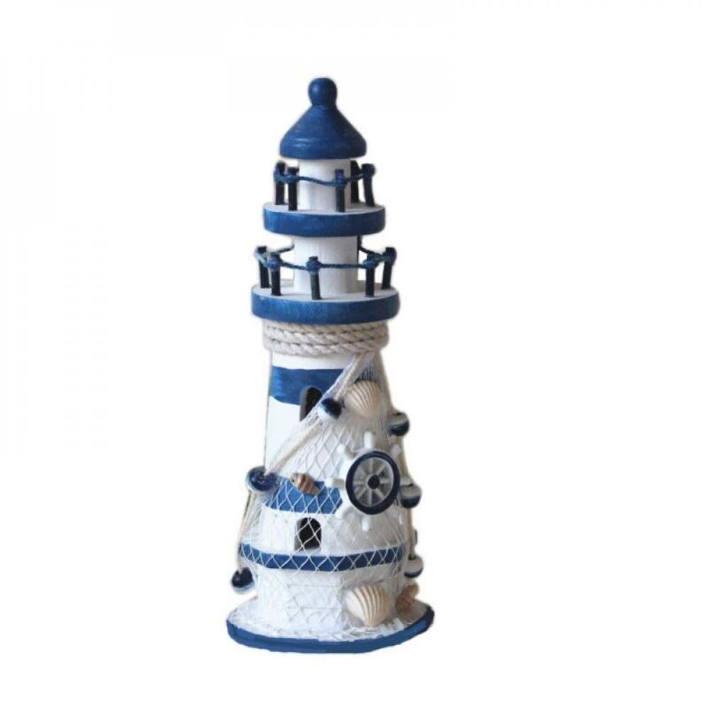 Nautical Decoration Rustic Blue & White Wooden Lighthouse Shabby Chic 