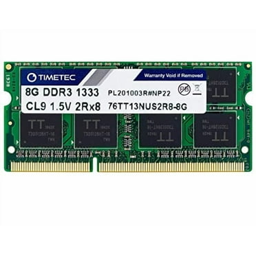 Timetec 8GB DDR3 Laptop RAM Memory, 1333MHz PC3-10600, SODIMM 204-Pin, Non-ECC Unbuffered, 1.5V/1.35V CL9, Dual Rank 2Rx8