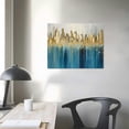thumbnail image 4 of Nawypu  Teal Abstract Cityscape Canvas Wall Art Modern Skyline Gold Painting Blue Grey Textured Large  Picture Turquoise Artwork Framed for Living Room Bedroom Bathroom Home Office Wall Decor, 4 of 5
