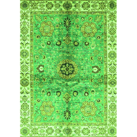 Ahgly Company Indoor Rectangle Oriental Green Traditional Area Rugs, 7' x 9'