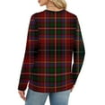 thumbnail image 5 of Nokdvo Women Sweatshirt Trendy Plaid Crew Neck Pullover Long Sleeve Casual Loose Fit T Shirts,Wine M, 5 of 5