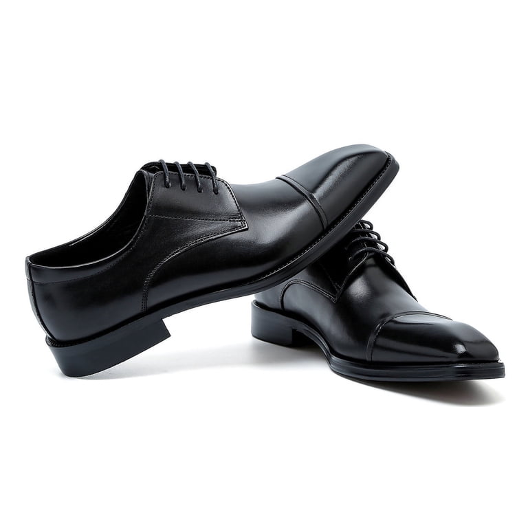 Santimon Black Dress Shoes for Men Comfortable Cap Toe Derby 