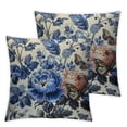 thumbnail image 2 of JRXY  Blue and White Porcelain Pillow Covers Set of Floral Chinoiserie Rabbit Pattern Farmhouse Decorative French Country Style Cushion Pillowcases for Bedroom Living Room Sofa, 2pcs White, 2 of 6