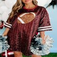 thumbnail image 4 of Women Mini Dress  Short Sleeve Rugby Sequined Loose Summer Dress, 4 of 6