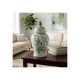 thumbnail image 3 of Contemporary Ceramic Jar for Living Room and Home Decor - Bird and Flower Jar Temple for House Accent or Table Styling - Modern Accent Piece for Room, Bedroom, or Office Display - 19", Green, 3 of 13