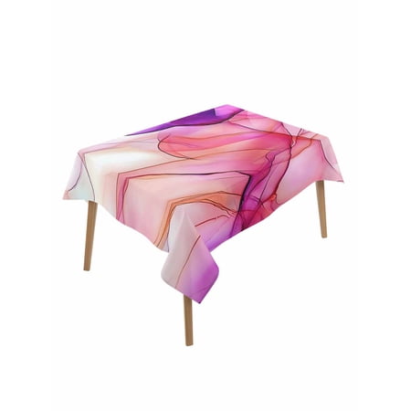 Pink Purple Marble Table Cloth 52x70 Inch Rectangle Abstract Art Ombre Waterproof Tablecloth Washable Table Cover for Party Picnic Dinner Decor