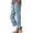 Light blue, variant on Women Casual Lightweight Elastic Waist Pants with Pockets Cotton Linen Cropped Pants Loose Solid Color Trousers by Yigetop Brown L
