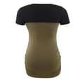 thumbnail image 3 of Ecavus Maternity Tops Short Sleeve V Neck Pregnancy Shirts Army Green L, 3 of 3