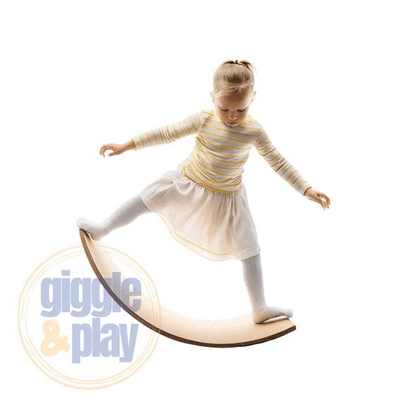 Giggle & Play 36” Natural Wood Balance Board for Kids and Adults, Open-Ended Learning Toy