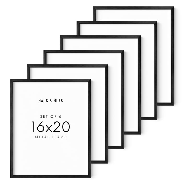 Haus and Hues 16x20 Picture Frames for Wall - Set of 6, Metal Picture  Frames 16 x 20, Black Picture Frames 16x20, 16 by 20 Poster Frames for  Wall, 20x16 Gallery Wall