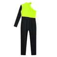 thumbnail image 6 of vastwit Kids Girls Gymnastics Ballet Dance Jumpsuit Shiny Rhinestone One Shoulder Ice Skating Bodysuit Fluorescent Yellow 12, 6 of 7