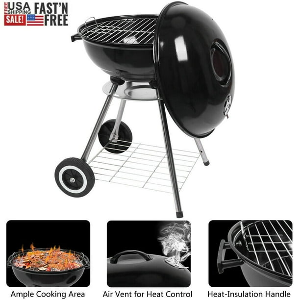 Premium 18 Inch Charcoal Grill For Outdoor Camping Heavy Duty 34 High Round Barbecue With Thickened Grilling Bowl Picnic Small Bbq Kettle Patio Durable Wheels Com Charcoal Grill For Outdoor Camping, Small Round Bbq Grate