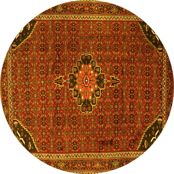 Ahgly Company Indoor Round Persian Yellow Traditional Area Rugs, 4' Round