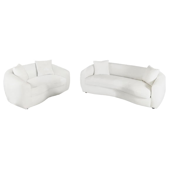 Isabella 2-piece Faux Sheepskin Upholstered Sofa Set Ivory