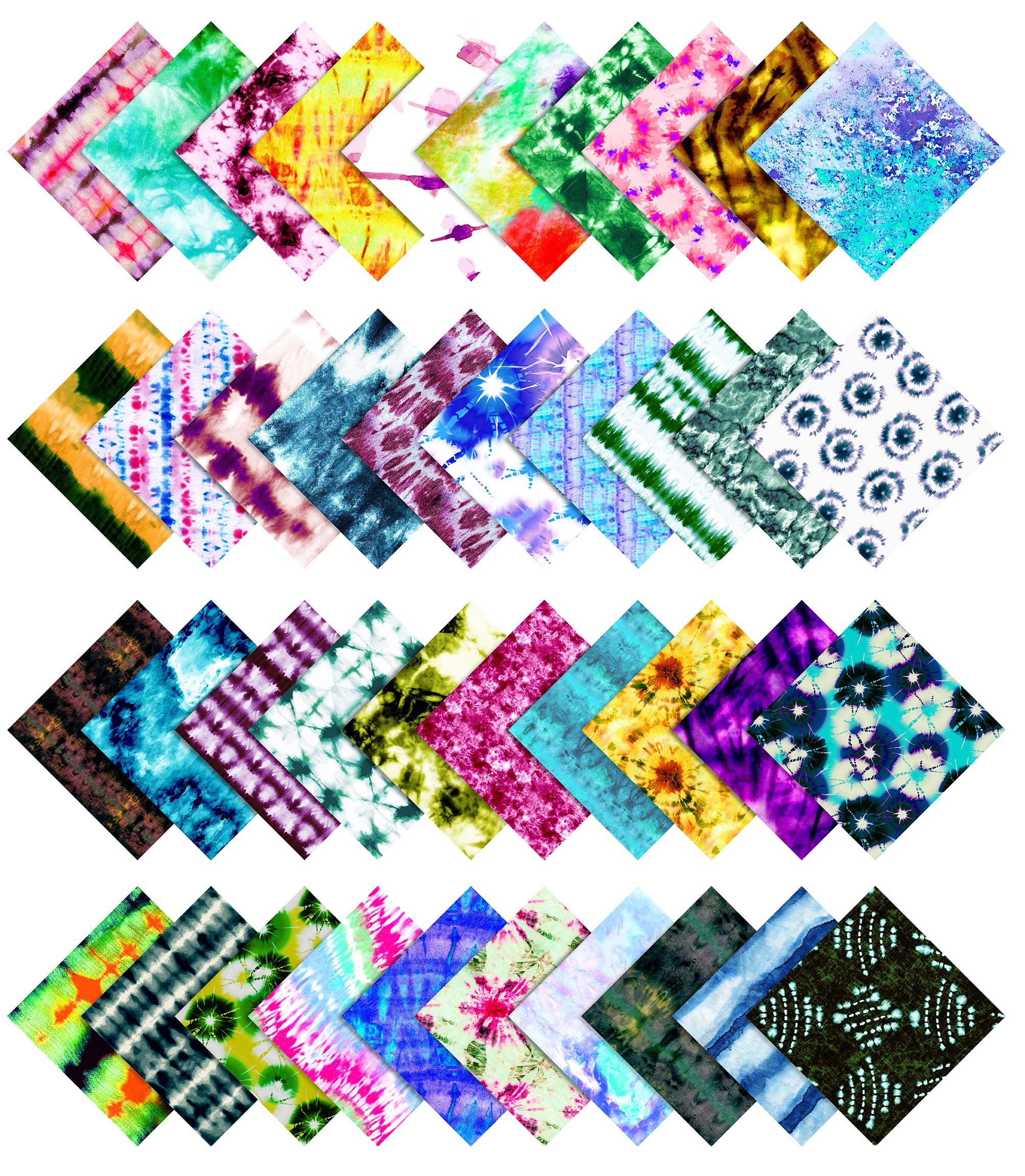 Soimoi 40Pcs Tie Dye Print Cotton Precut Fabrics For Quilting Craft Strips 2.5x42inches Jelly Roll - Multicolor