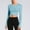 Sky Blue, variant on DAFPZW Long Sleeve Crop Tops for Women Tummy Cross Fitted Yoga Running Shirts Gym Workout Cropped Tops