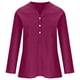 thumbnail image 4 of ICHUANYI ClearanceWomen's V-Neck Long Sleeve Loose Button Cotton And Linen Tunic Summer Blouse(Hot Pink, XXL) ICHUANYI WER20232080500077, 4 of 6
