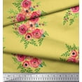 thumbnail image 3 of Soimoi Yellow Heavy Satin Fabric Flower Floral Decor Fabric Printed 1 Yard 56 Inch Wide, 3 of 3