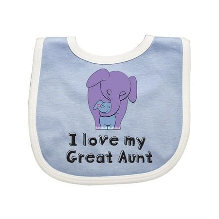 Great Aunt Bib - I Love my Great Aunt Elephant Purple Blue Baby Bib