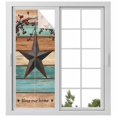 thumbnail image 2 of Texas Star Vintage Window Privacy Film, Berry Turquoise Green Brown Wooden Static Cling UV Sun Blocking Tint Film Heat Control Windows Films for Bedroom Bathroom, Window Stickers 29.5"x78.7", 2 of 8