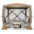 thumbnail image 3 of COBIZI 8x8 Pop up Gazebo, Ez up Screen Tent, Portable Outdoor Canopy Sun Shelter with Carry Bag & Ground Stakes for Camping, Garden and Picnics, Khaki, 3 of 11