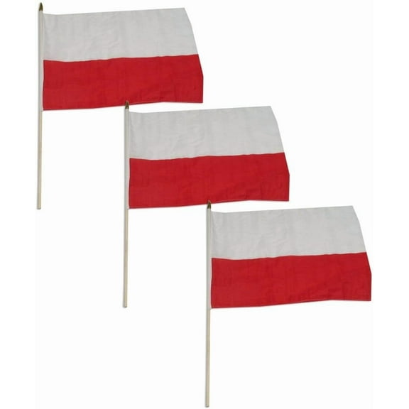 Poland National Flag 12 x 18 inch - 3 PK