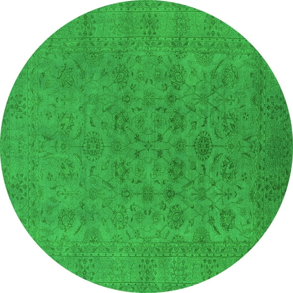 Ahgly Company Indoor Round Oriental Green Industrial Area Rugs, 5' Round