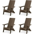 thumbnail image 3 of Dycanpo Folding Adirondack Chairs Set of 4, Hdps Poly Outdoor Chair Weather Resistant, Dark Brown, 3 of 8
