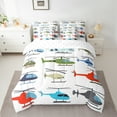 thumbnail image 2 of Manfei Colorful Helicopter Twin Bedding Sets 7pcs for Boys, Air Transportation Bedding Comforter Set, Aircraft Airplane Sheet Sets, Lightweight Room Decor, 2 of 8