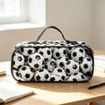 thumbnail image 2 of Soccer Print Pencil Case with Handle, 24X11 inch Large Capacity Pen Bag with Zipper, Portable Pencil Pouch with Compartments, Foldable Stationery Pouch for Classroom Office Supplies Storage, 2 of 5