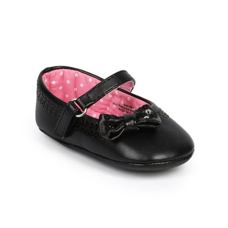 

New Girl Aadi Aadi-051 Leatherette Sequin hook and loop Mary Jane Bow Flat (Infant) Sz
