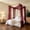 Red, variant on 2 Panels Lace Bed Canopy,Boho Vintage Hollow Out Embroidery Sheer Bed Curtains,Canopy Bed Curtains for Bedroom Decor
