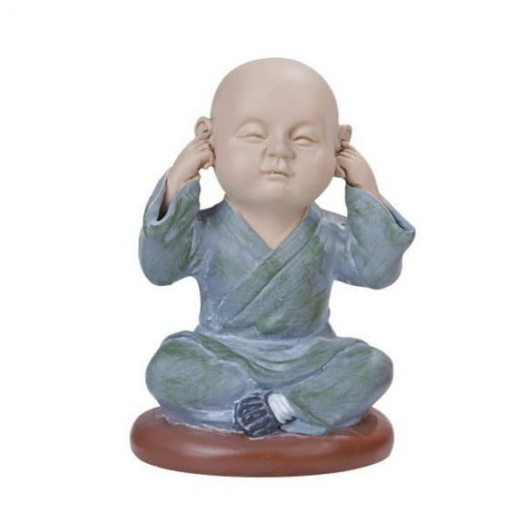 Seated Colorful Joyful Monk Covering Ears Baby Buddha Resin Figurine