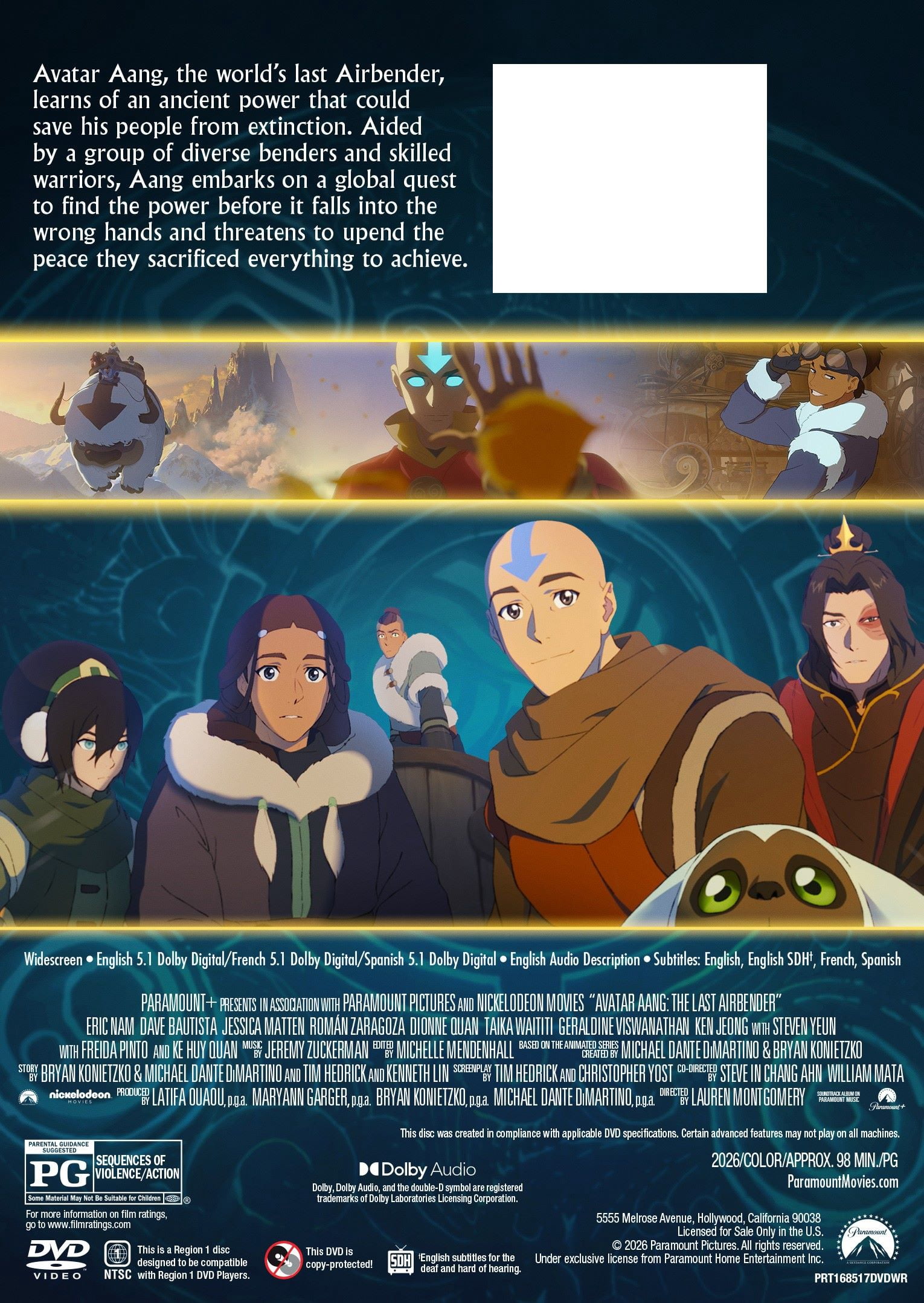 Avatar Aang: The Last Airbender (DVD) Paramount Pictures Corporation, Animation