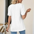 thumbnail image 4 of AherBiu Summer Tops for Women Eyelet Hole Short Sleeve V Neck Tunic Top Shirts Blouse Solid Color, 4 of 6