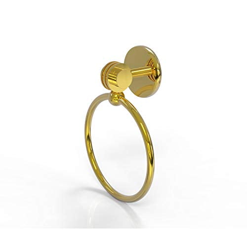 Allied Brass 7216D-PB Satellite Orbit Two Collection Dotted Accent Towel Ring, Polished Brass
