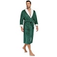 thumbnail image 2 of PajamaX Luxurious Mens Shawl Collar Plush Fleece Bathrobe Cozy Warm Bathrobe Long Robe With Pockets (L, Green), 2 of 7