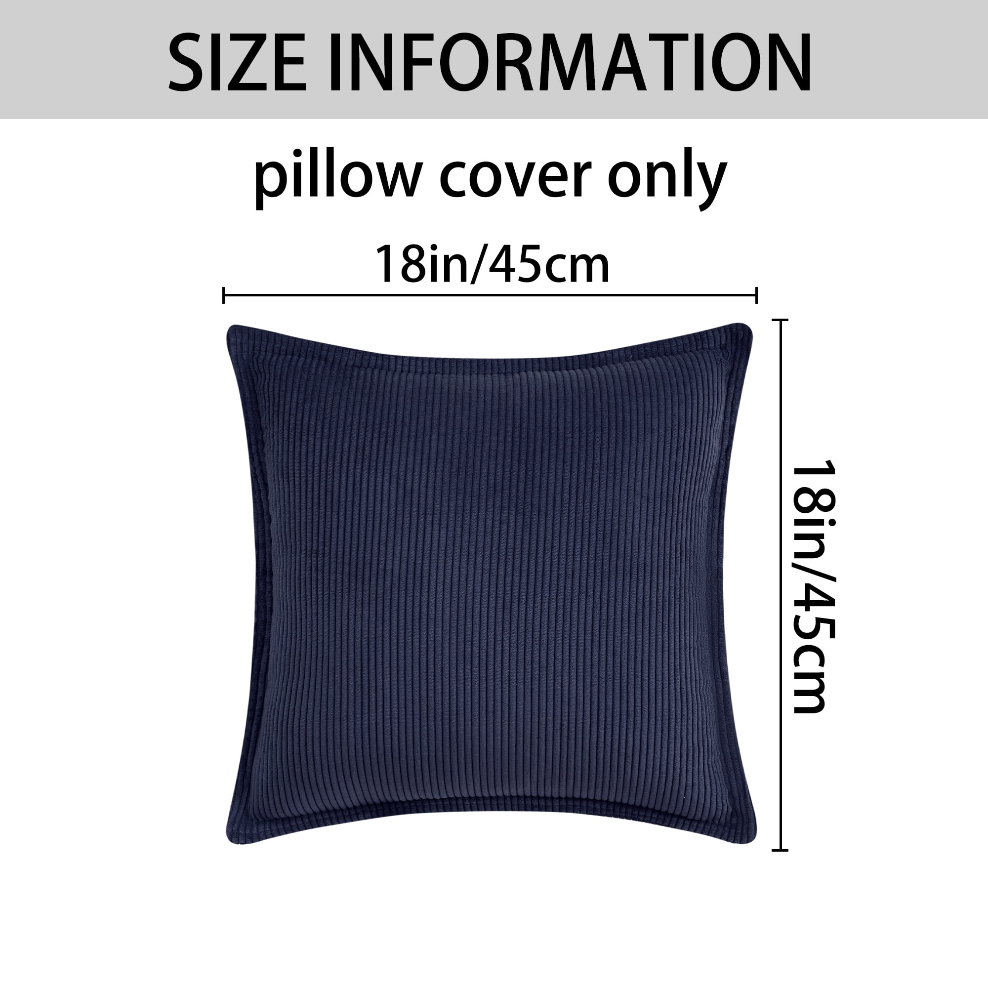 Unique Bargains 2Pcs Decorative Throw Pillow Covers for Couch Bed Navy Blue 18" x 18"