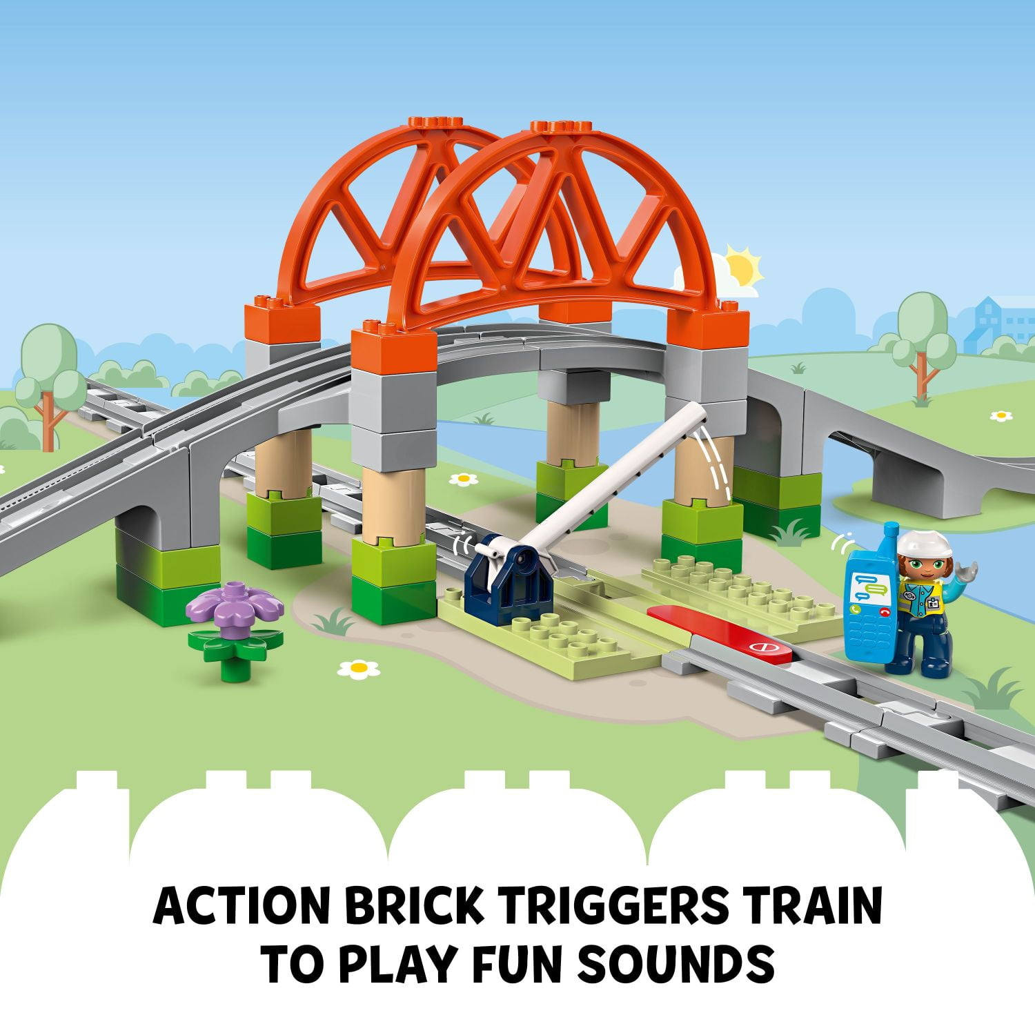LEGO DUPLO Town Train Bridge and Tracks Expansion Set - 10 Extra Pieces of Train Tracks - Preschool and Toddler Train Set, Ages 2+ - Building Toy for Boys and Girls - 10426