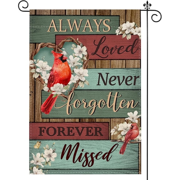 Memorial Day Garden Flag 12x18 Inch Double Sided Outdoor Yard Flag Always Loved Never Forgotten Spring Summer Small Garden Decor