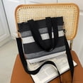 thumbnail image 5 of Fashionable and simple striped canvas bag ladies shoulder bag large capacity messenger bag, 5 of 6