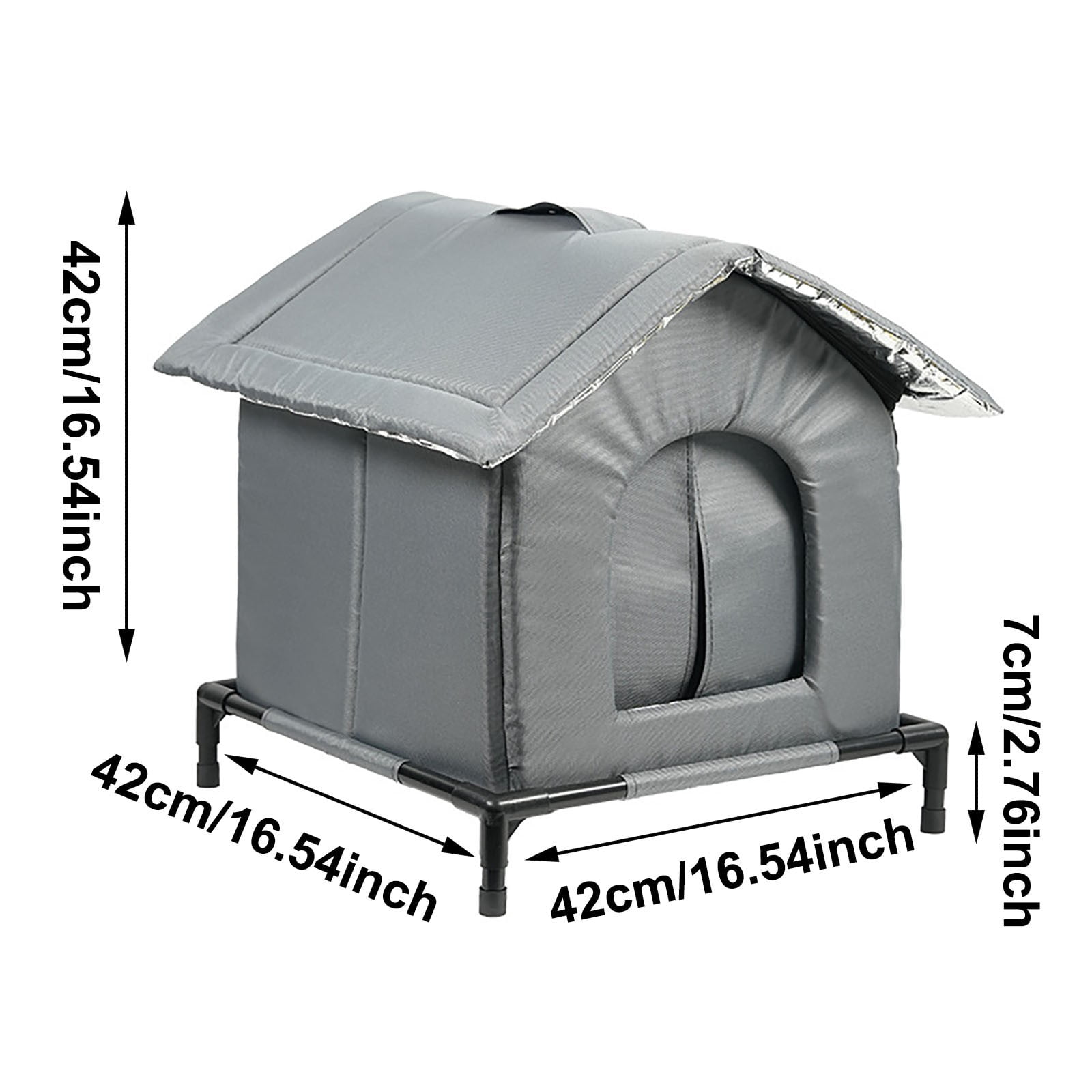 16.54*16.54*16.54inch Outdoor Cat House Weatherproof Insulated Winter Shelter, Warm Outdoor Cat Kennel for Stray Cats & Small Dogs,Pet Shelter with Easy to Wash Design for All Seasons Protection