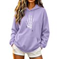 thumbnail image 3 of Otvok Trendy Oversized Hoodie, Halloween Skeleton Hand Print Soft Brushed Fleece Daily Ladies Hoodies, 3 of 7