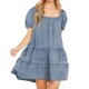 thumbnail image 4 of Vestidos Para Mujer Moda Vacaciones Color Sólido Casual Manga Corta Vestido Con Dobladillo Suelto Falda Corta de Mezclilla Odeerbi  ODB127405, 4 of 9