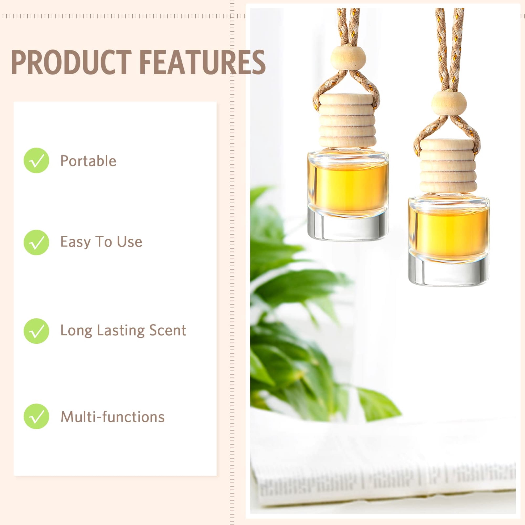 50 Pcs Car Air Fresheners Diffuser with Wooden Cap Empty Aromatherapy Diffuser Clear Fragrance Holder Pendant Hanging Perfume Fresheners Bottles for Car Decor